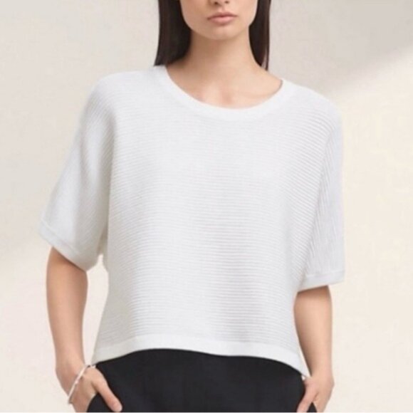 Aritzia Babaton "Donald" black hi low boxy oversized crop sweater top. Size L - Picture 4 of 11